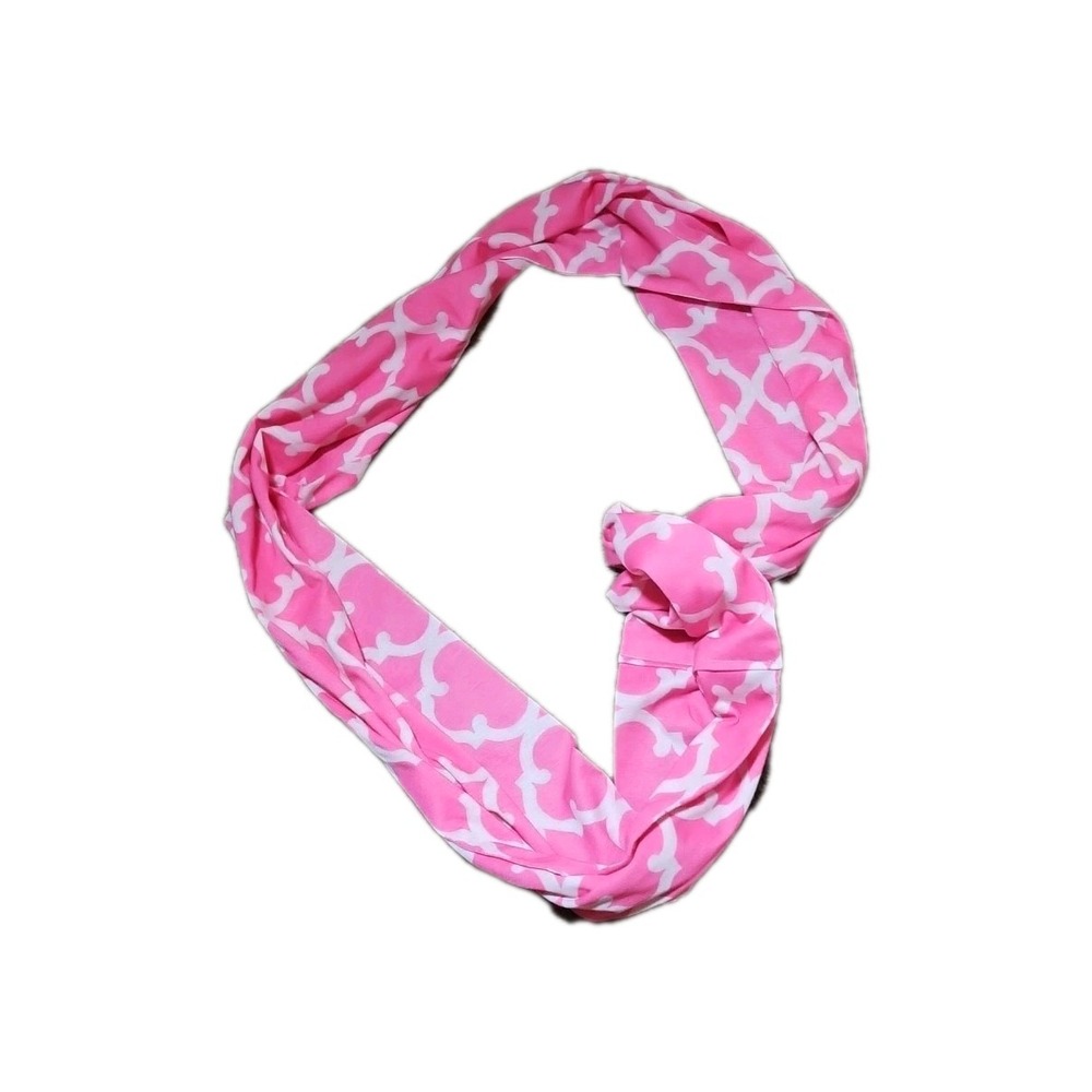 Unbranded Infinity Scarf Barbie Pink White Geometric Shape 1-00331